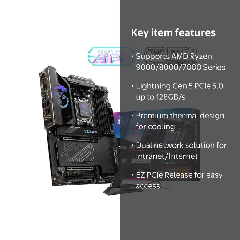 MSI, Motherboard, MPG X870E CARBON WIFI ATX, Black - Walmart.com