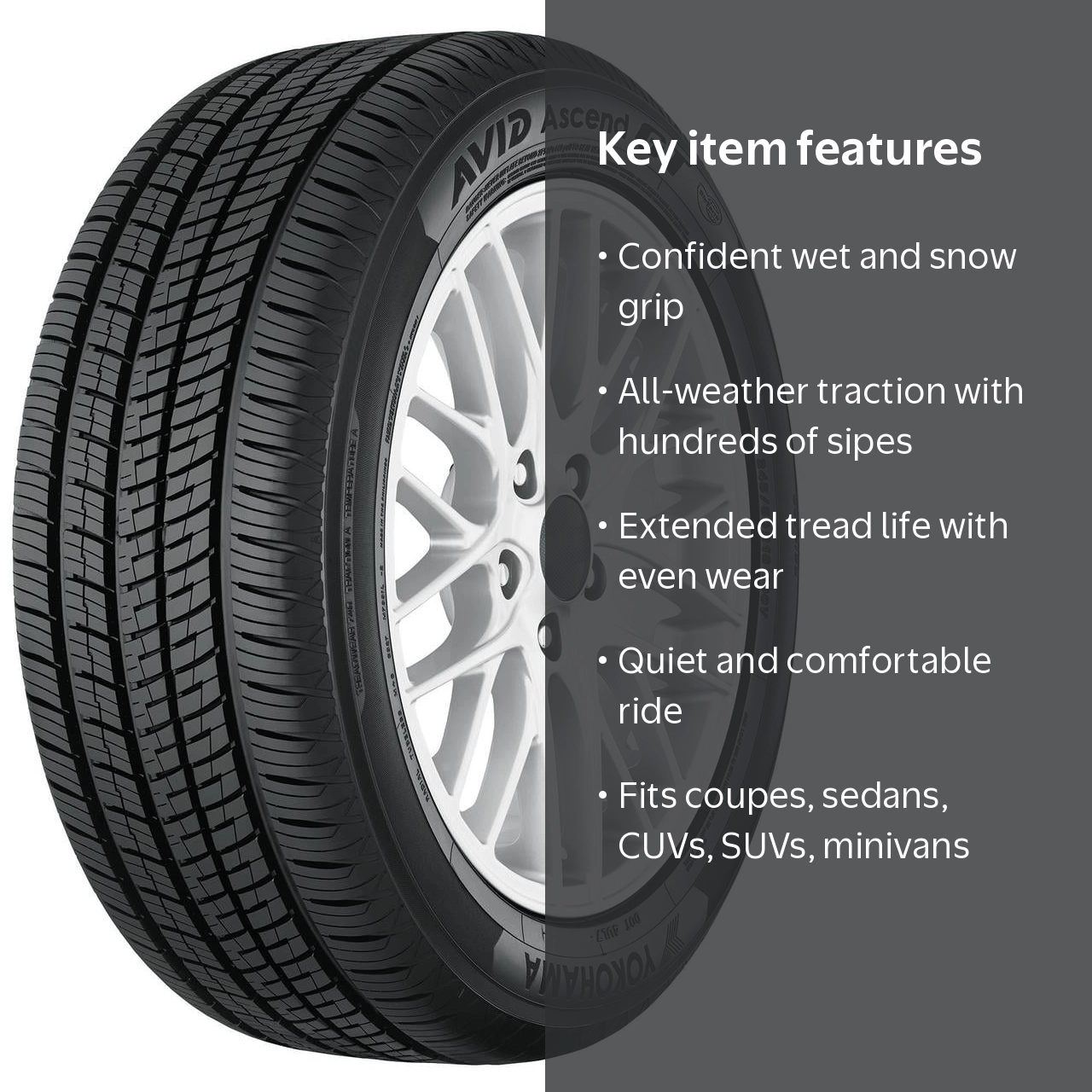 Yokohama Avid Ascend GT All Season 225/55R17 97V Passenger Tire