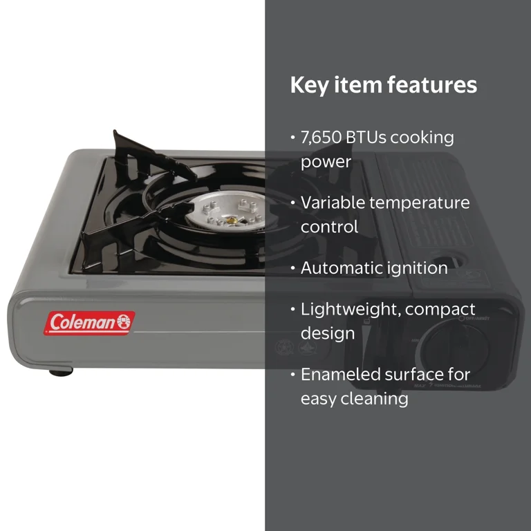 Coleman Camp Bistro 1-Burner Butane Camp Stove, 7650 BTUs