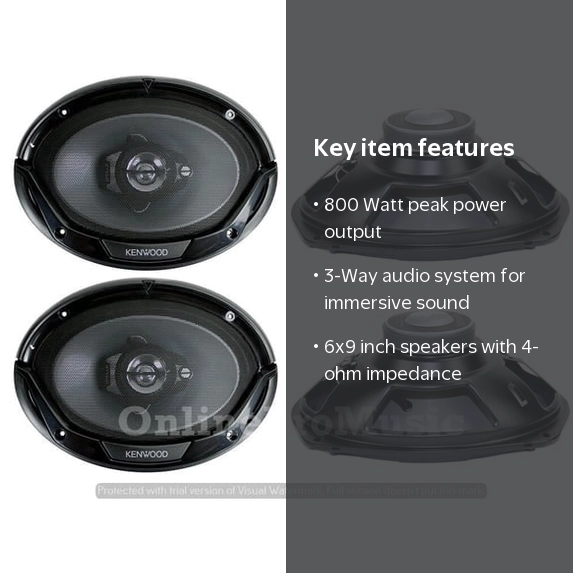 Kenwood KFC-6966S 6x9-Inch 3-Way Coaxial Car Speakers, 400W Peak
