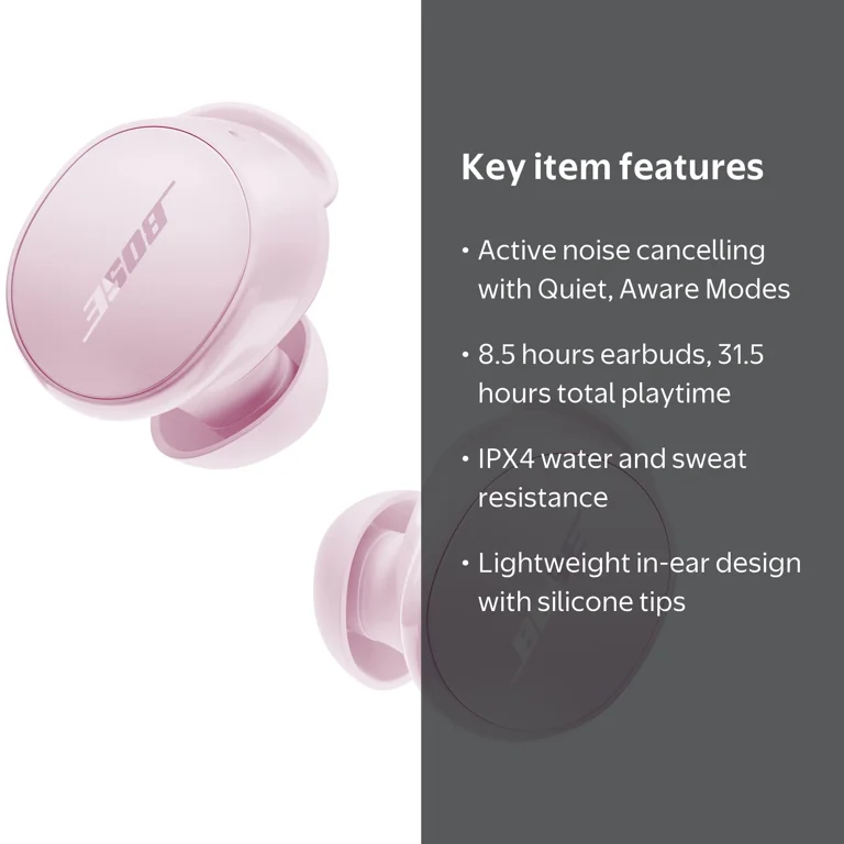Bose, QuietComfort Earbuds, Petal Pink, Wireless Noise Cancelling