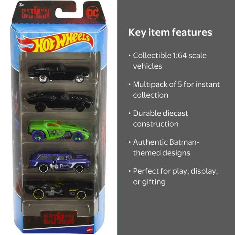 Hot Wheels Batman 5-Pack: DC Batman Mobile, 5 Themed Vehicles, 1