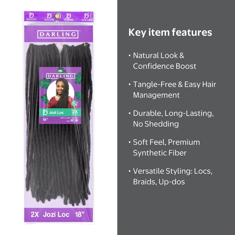 Darling Jozi Locs Crochet Hair 2X Pack, 18 inch, #1, Adult, Female