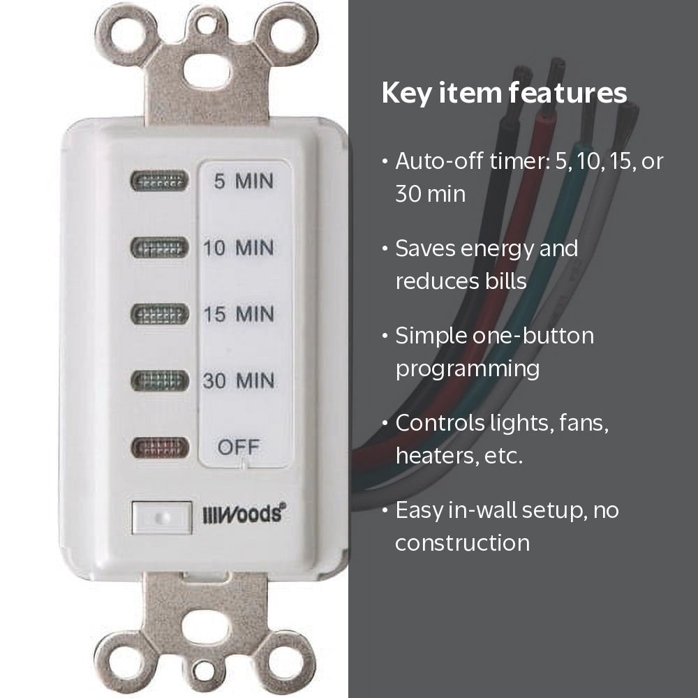 Southwire, Electrical Timer Outlet, Woods 59007WD, White - Walmart.com