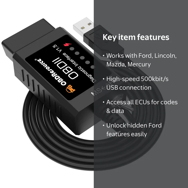 JDIAG FORScan OBD2 USB Adapter for Windows, Car Diagnostic Coding
