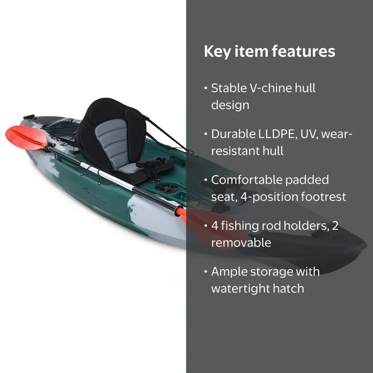 Costway Single Sit-on-Top Fishing Kayak with Rod Holders & Paddle