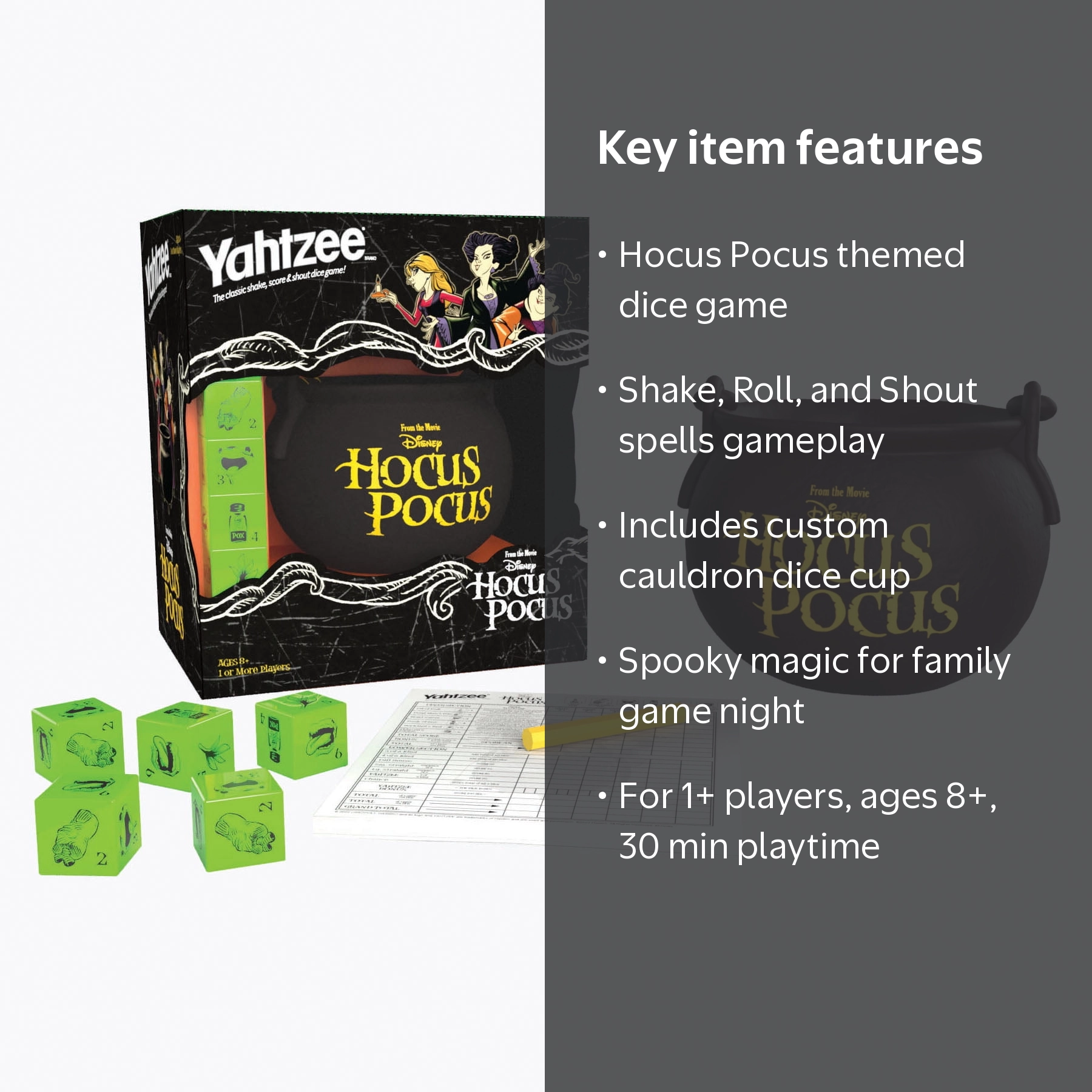 Yahtzee, Dice Game, Disney Hocus Pocus, Spooky Magic Edition