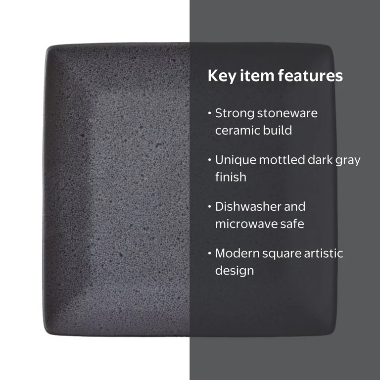 Anderson 皿 Better Homes & Gardens Dark Gray Square-Shaped Stoneware Dinner