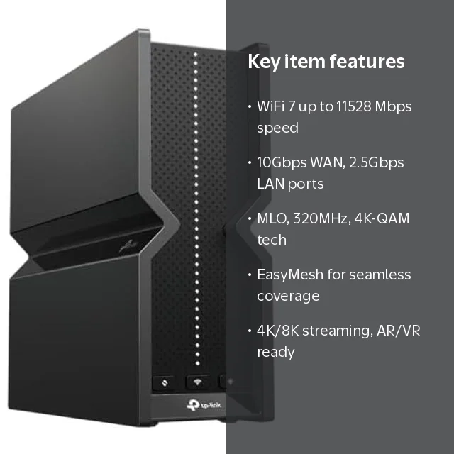 TP-Link Tri-Band BE15000 WiFi 7 Router Archer BE700 | 8-Stream