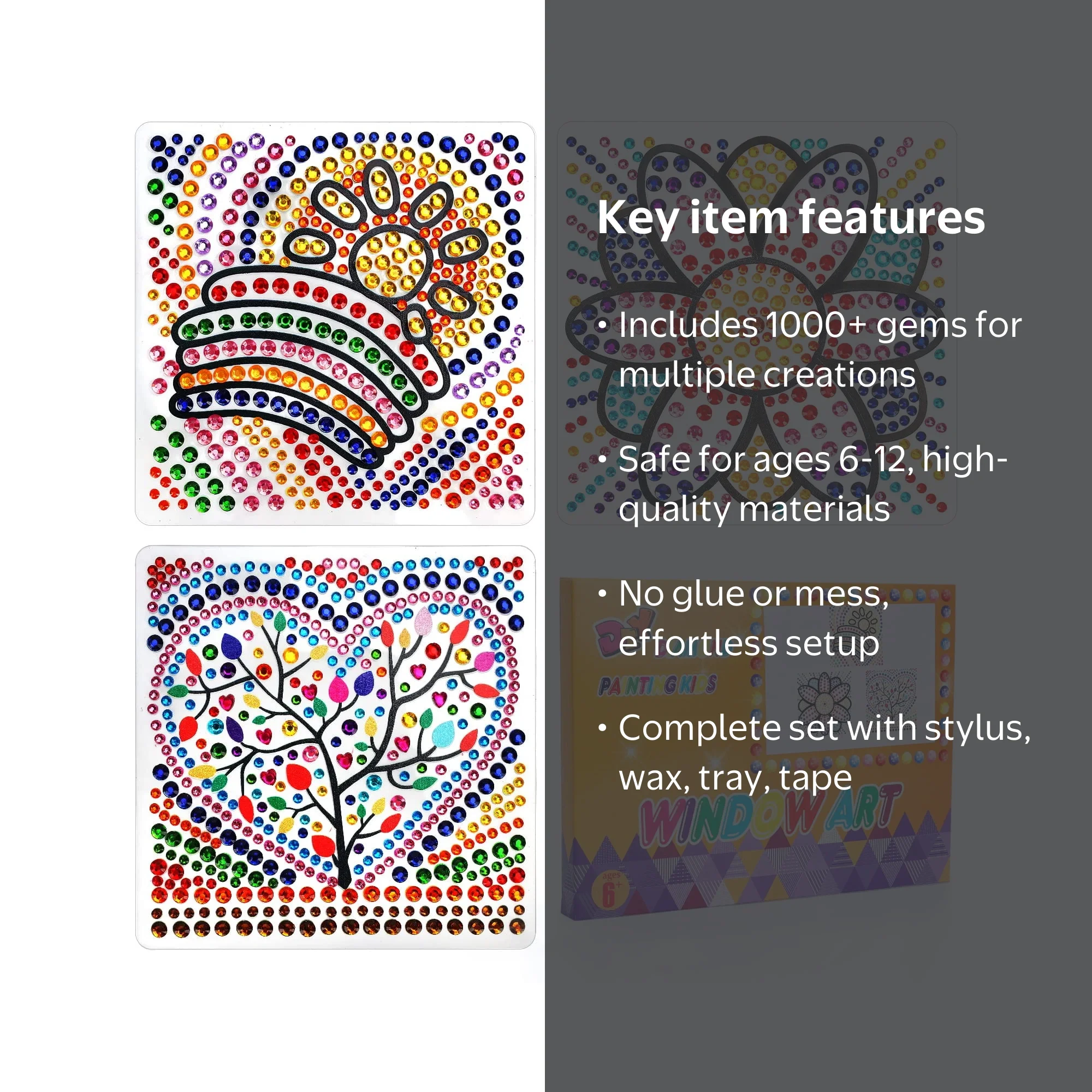 Dikence DIY Suncatcher Gem Painting Arts & Crafts Kit for Kids