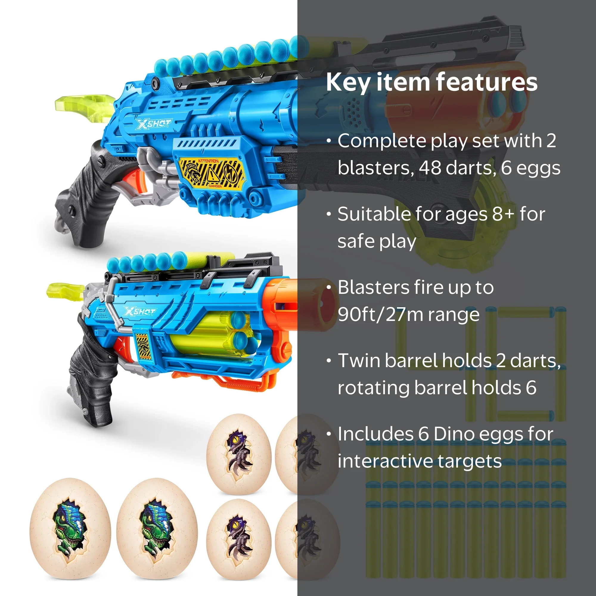 ZURU X-Shot Dino Attack Combo: Dinosaur Toy Gun with Blasters