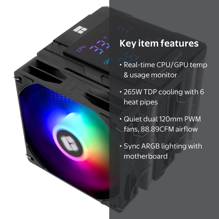 Peerless Assassin 120 Digital ARGB CPU Cooler, 1850RPM Fans