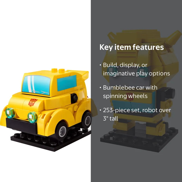 LEGO, Brickheadz action figures, 40804 Bumblebee Robot and Vehicle