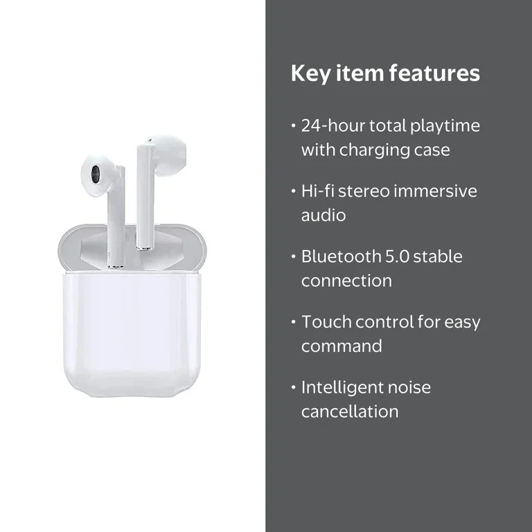 I12 TWS True Wireless Earpods, Bluetooth 5.0, Touch In-Ear