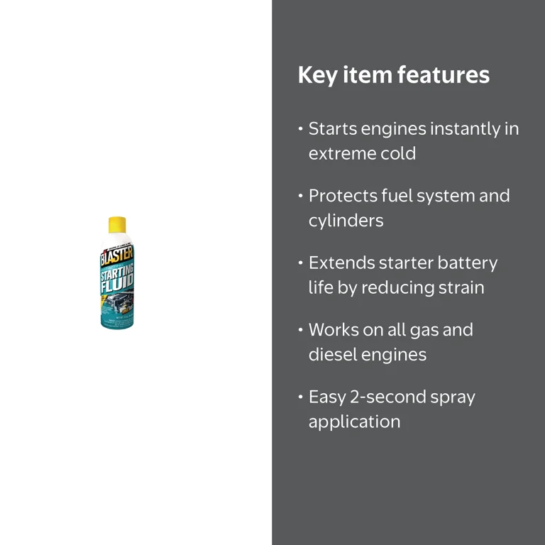 B'laster Fast-Acting Starting Fluid Spray, 11 oz — Starts Gas