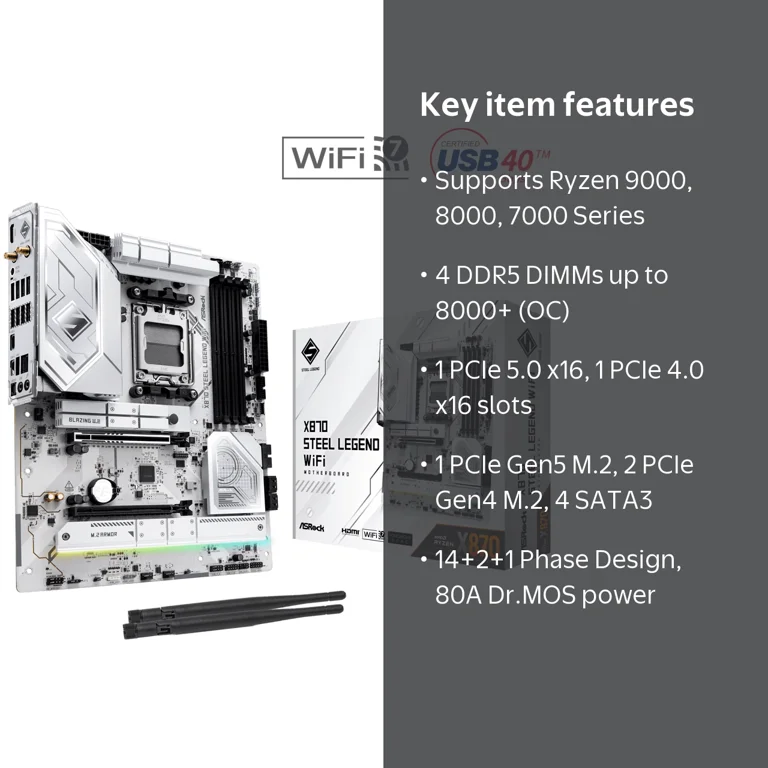 ASRock, Motherboard, X870 STEEL LEGEND WIFI AM5, ATX - Walmart.com