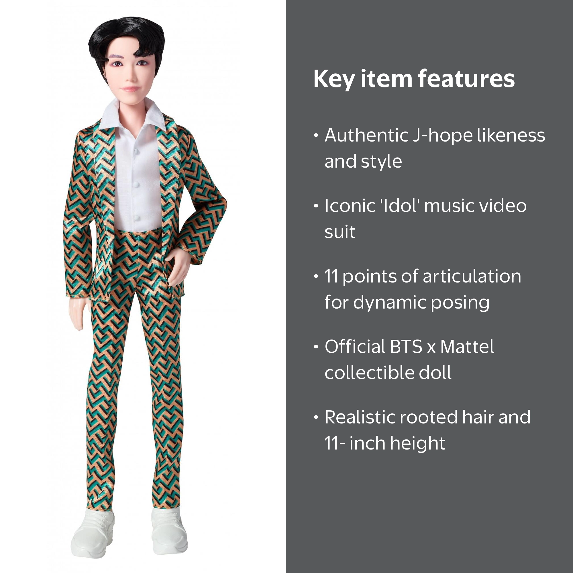 BTS x Mattel, J-hope Idol Doll, 11 inch, Brown, Fashion Doll