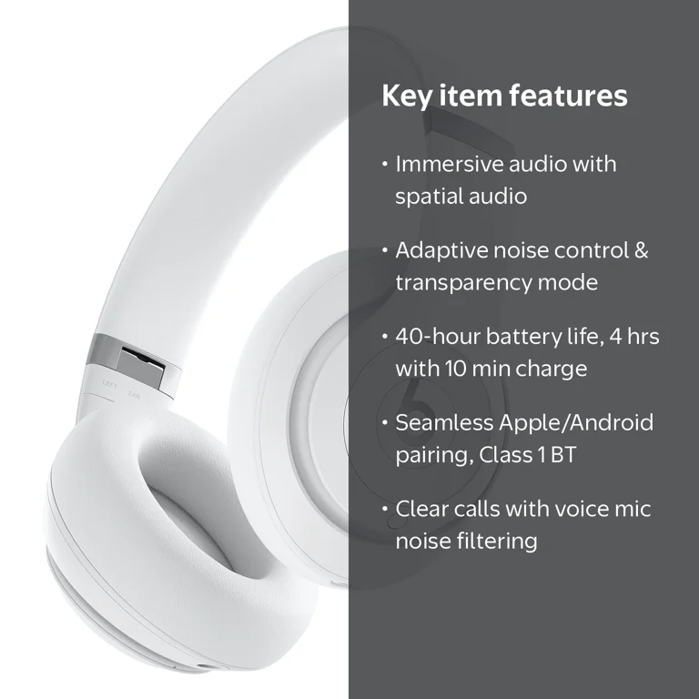 Beats by Dr. Dre Studio Pro Wireless Headphones Matte White Bundle