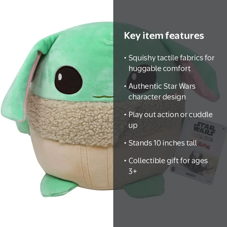 Star Wars, Cuutopia Grogu Plush, Green, Baby Yoda, 10 Inches Tall