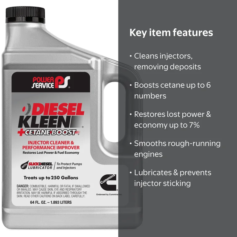Power Service, Diesel Kleen +Cetane Boost, 64 oz, Injector Cleaner