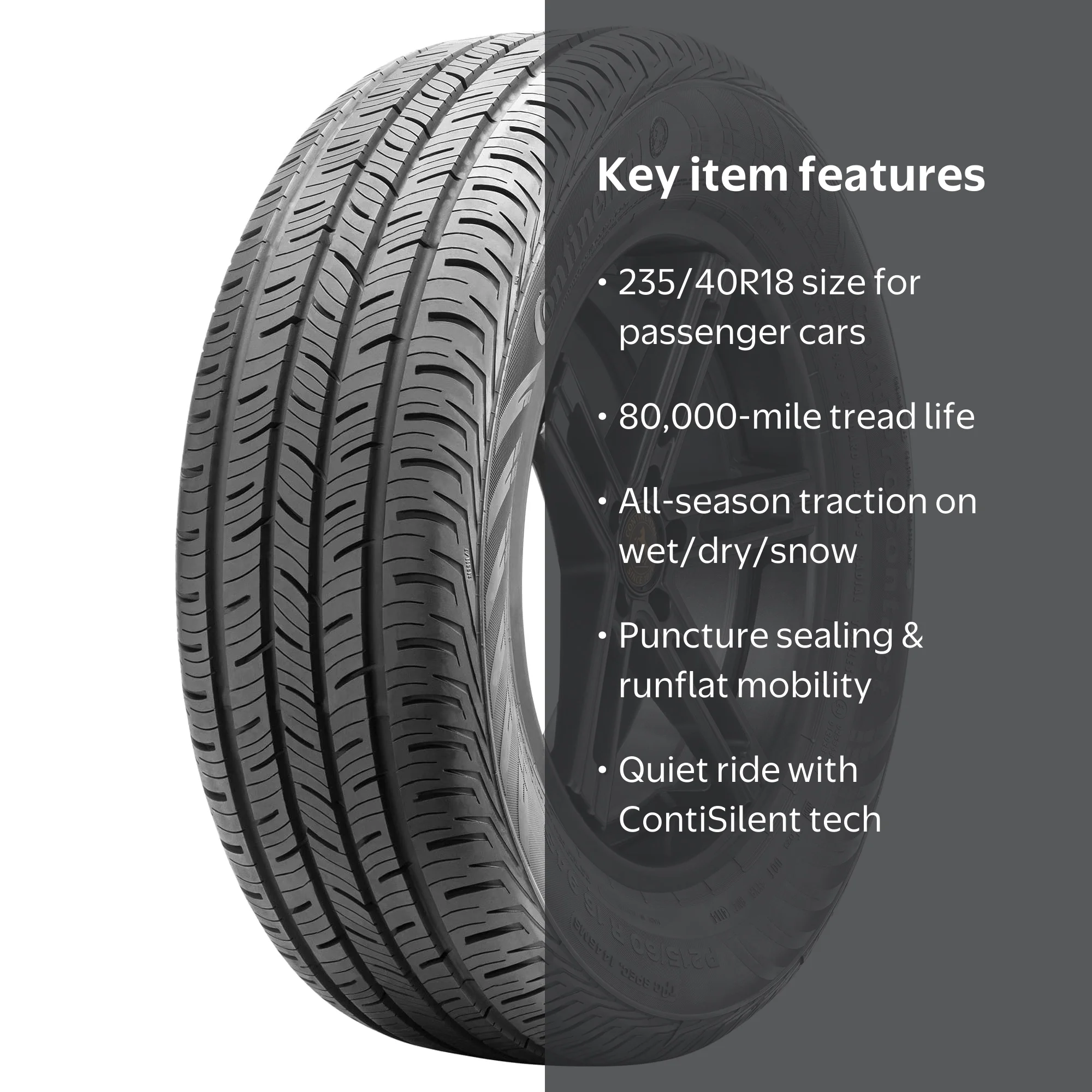 Continental, Passenger Tire, 235/40R18 91W, All Season - Walmart.com