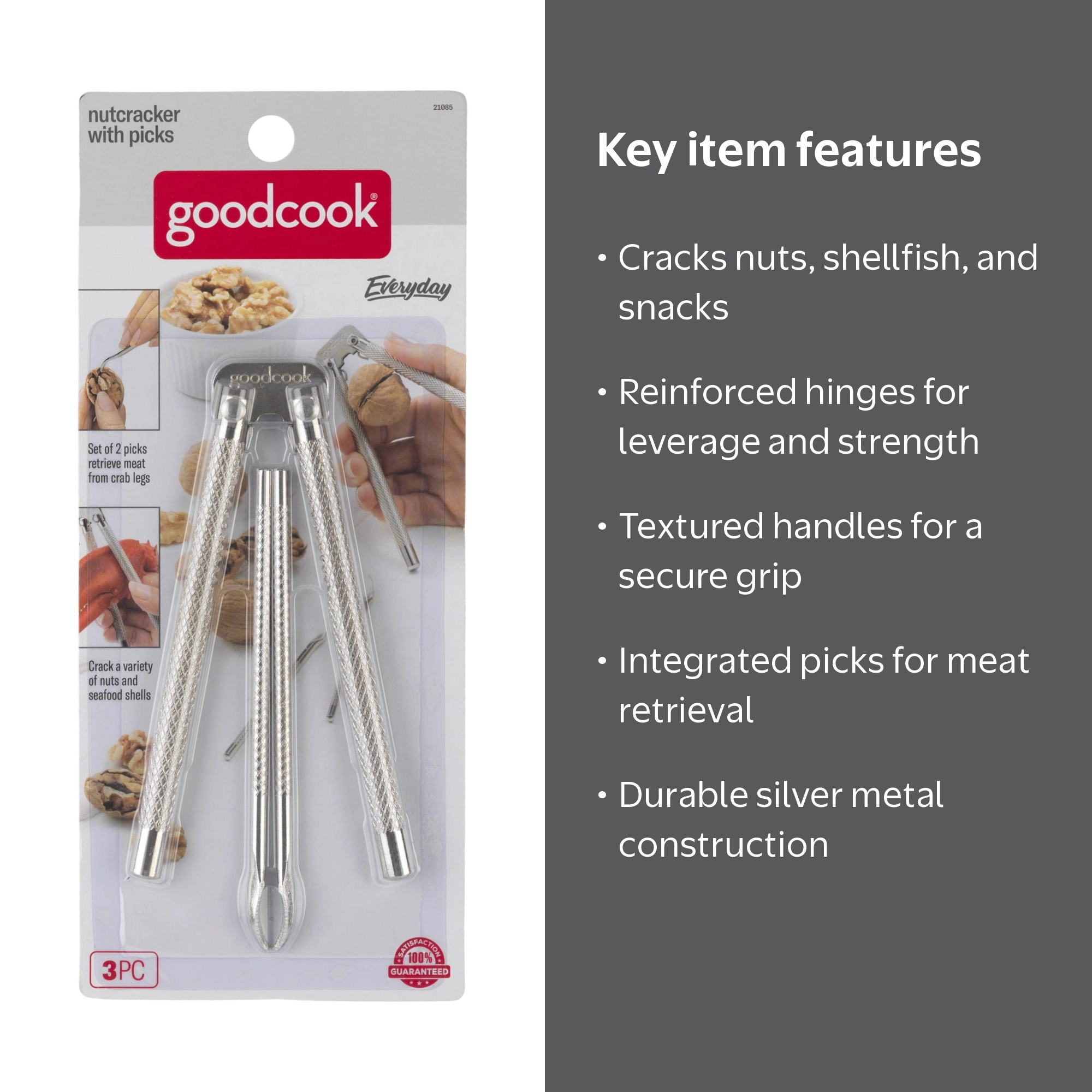 GoodCook Kitchen Tools Set: Handheld Nutcracker with Hinged