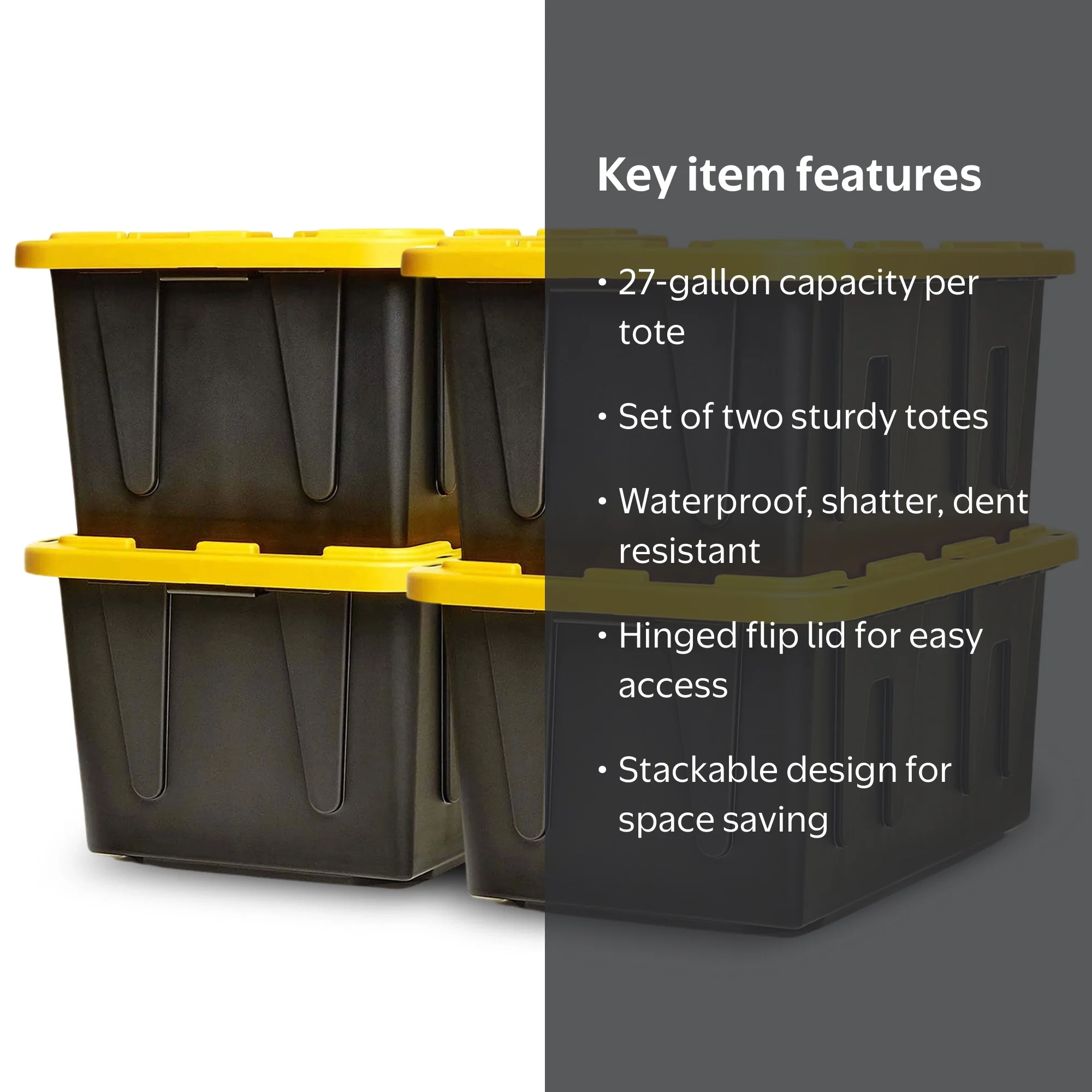 Homz Durabilt Heavy Duty 27 Gallon Plastic Organizer Storage Bin