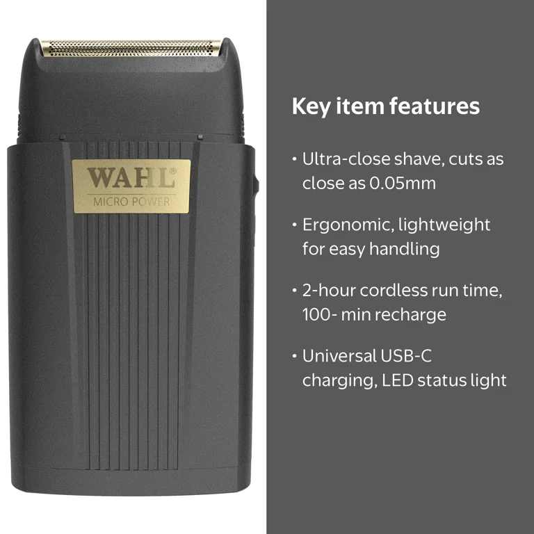 WAHL PROFESSIONAL, Micro Power Shaver, Cordless, USB-C, 2 Hr