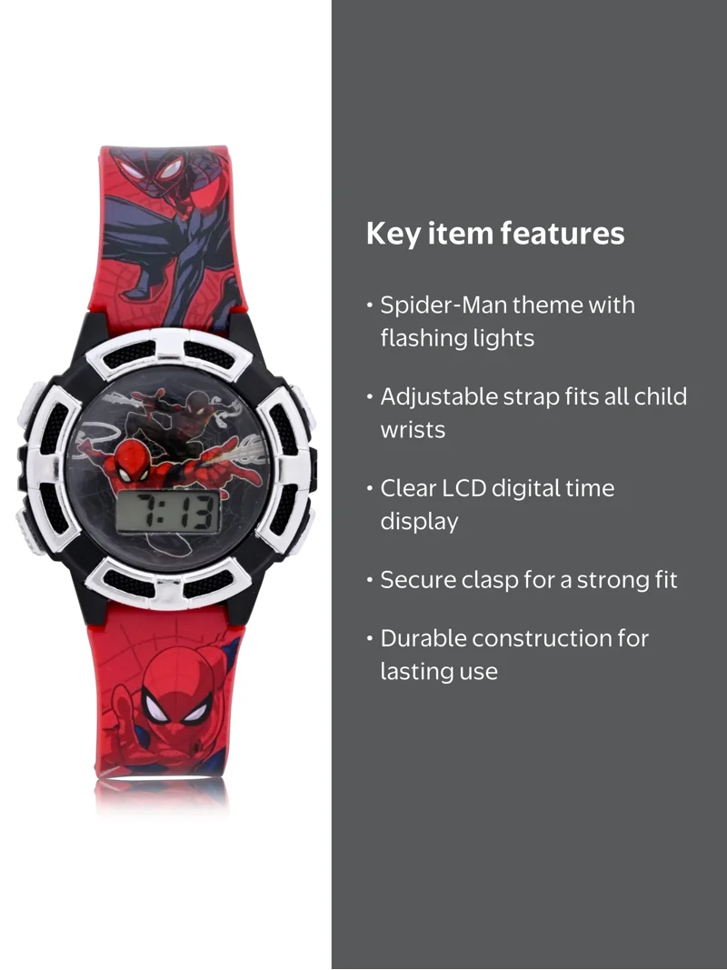 Marvel Spider-Man Kids Digital LCD Watch with Flashing Lights