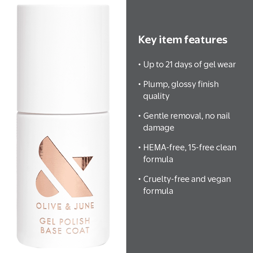 Olive & June Gel Base Coat Nail Polish, Long-Lasting Gel, Easy