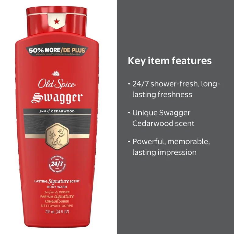 Old Spice Men's Body Wash Swagger Cedarwood Scent 24 fl oz All Day