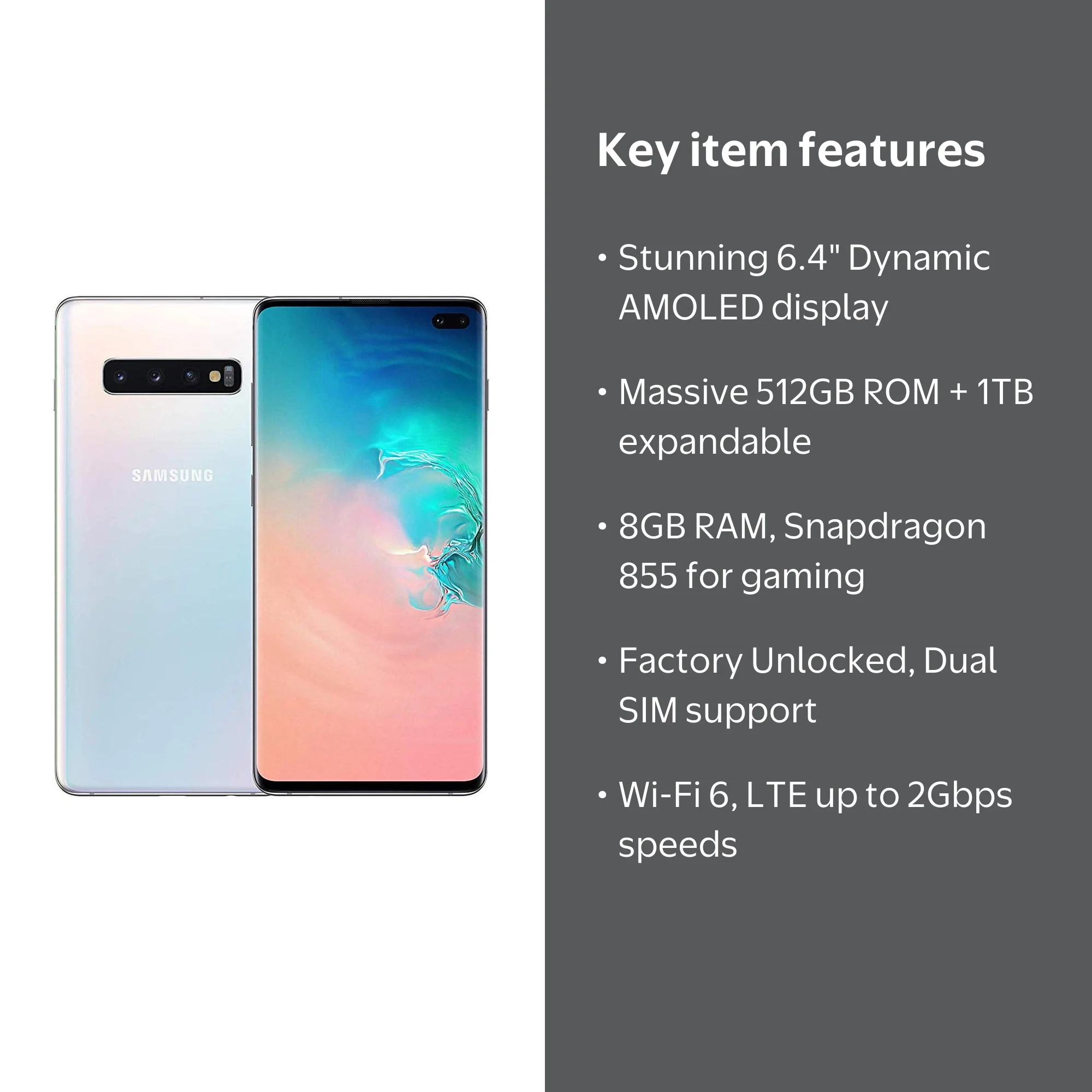 Samsung Galaxy S10+ SM-G975F/DS 512GB+8GB Dual SIM Factory