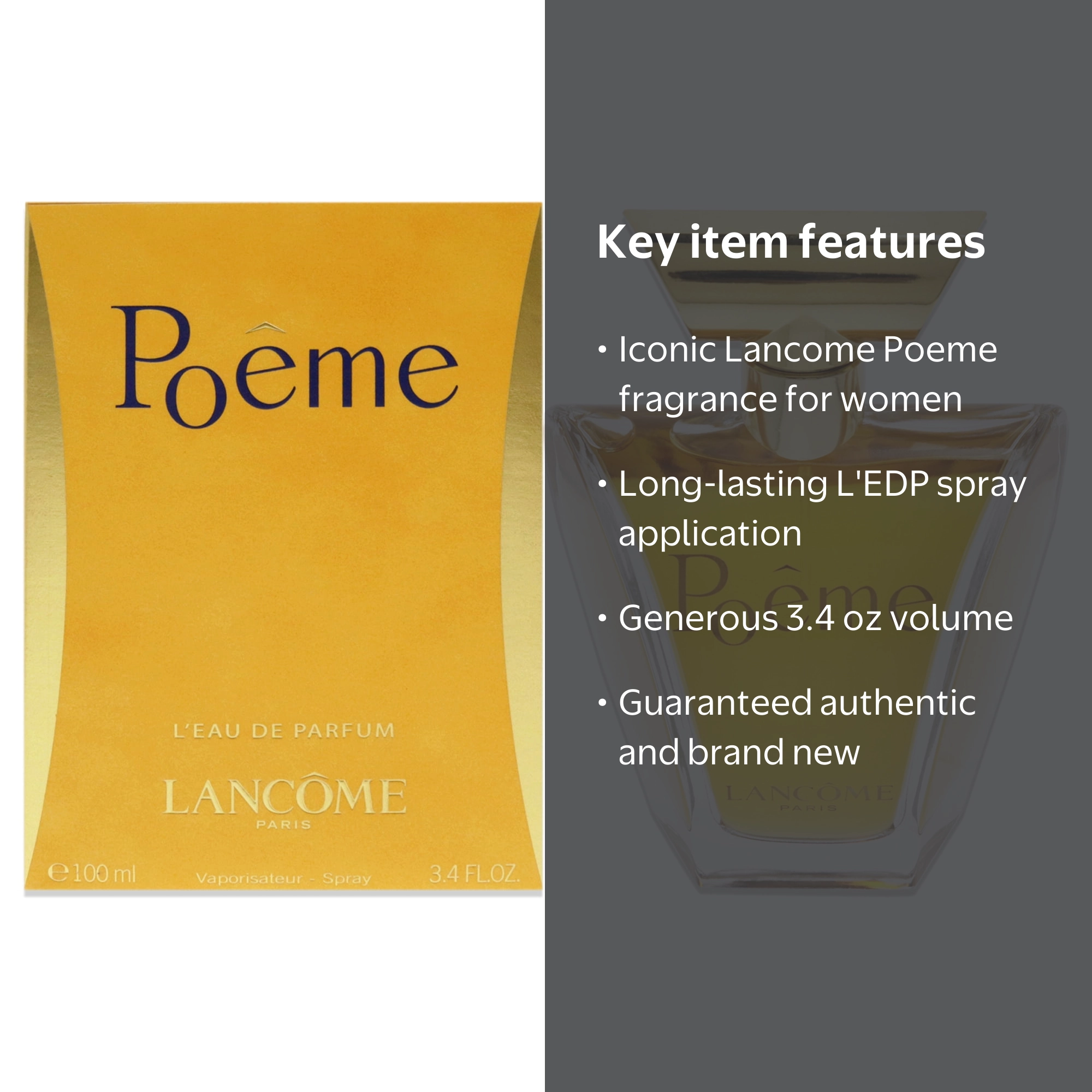 Lancome Poeme Eau De Parfum, 3.4 oz L'EDP Spray for Women