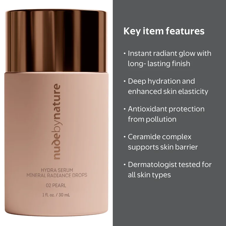 Nude by Nature Hydra Serum Mineral Radiance Drops, Pearl - Walmart.com