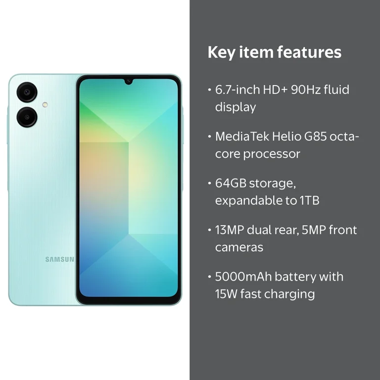 Samsung, Galaxy A06 Smartphone, A065M, 64GB Dual-SIM Light Green