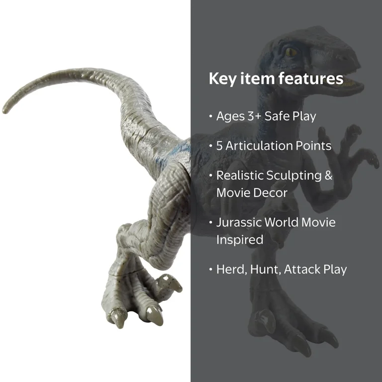 Jurassic World Attack Pack Velociraptor Blue, 5 Points of
