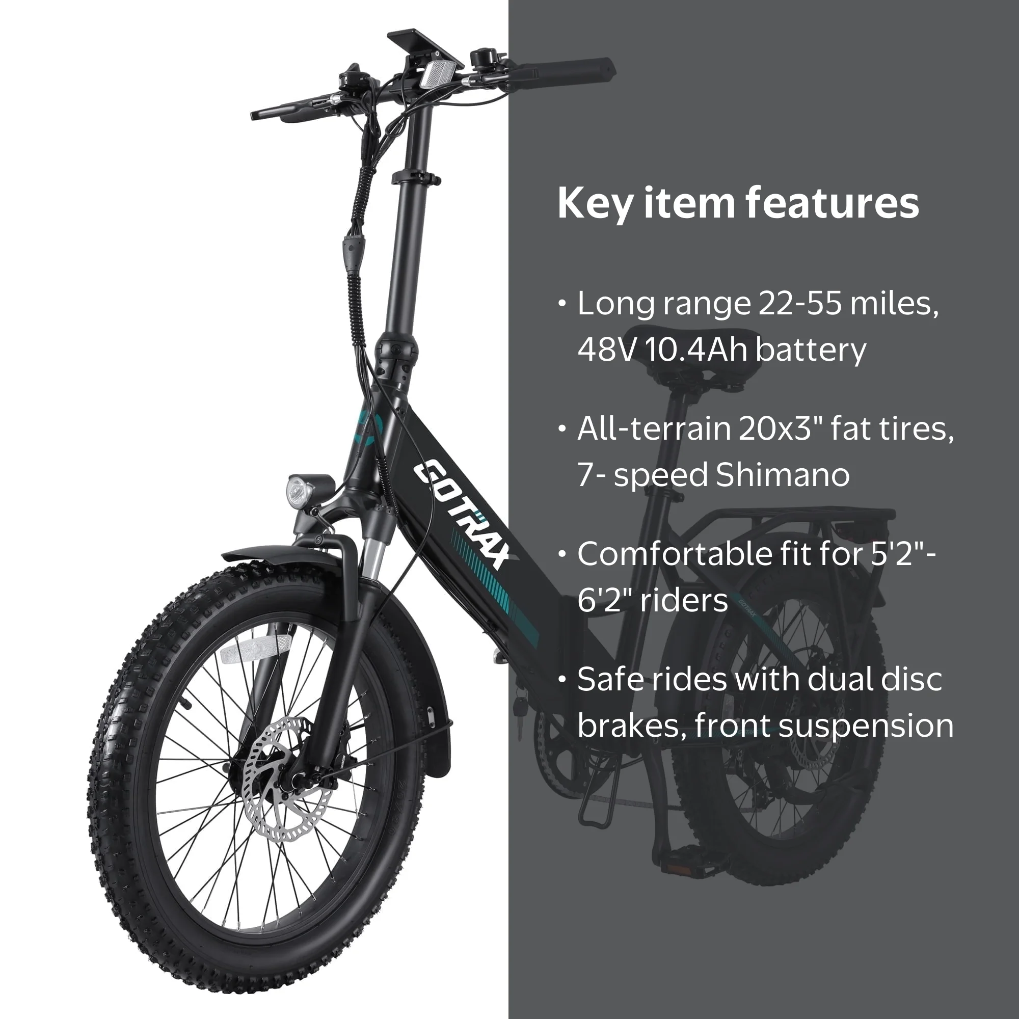 GOTRAX R2 Folding Adult Electric Bike, 500W 20mph, 20