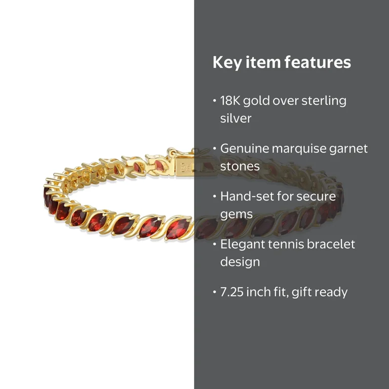 GSTV ブレスレット 925 1/10 18Kt Forever Facets 18K Gold over Sterling Silver Genuine Garnet Tennis