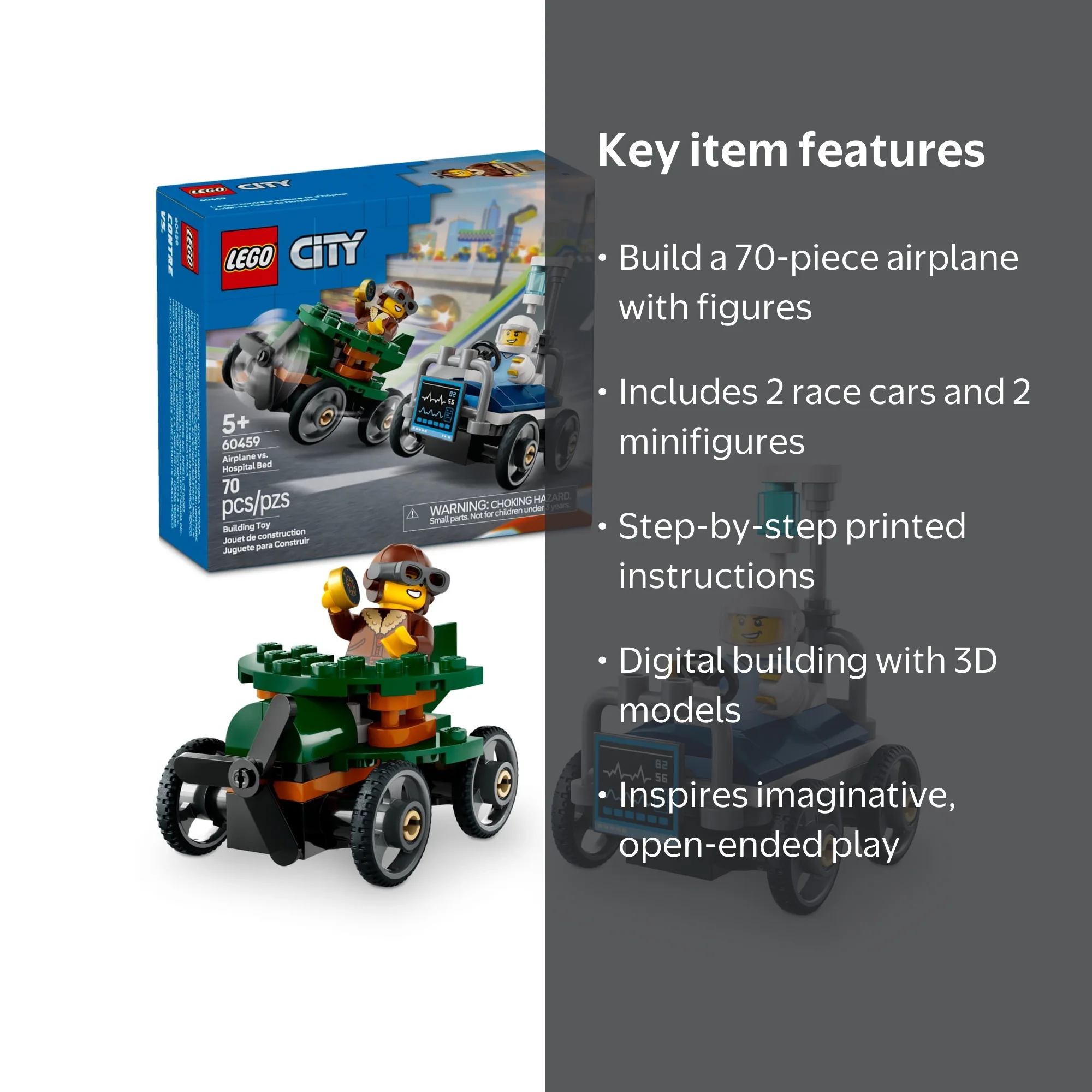 LEGO City Airplane and Race Car Pack Toy for Kids 5+, Building