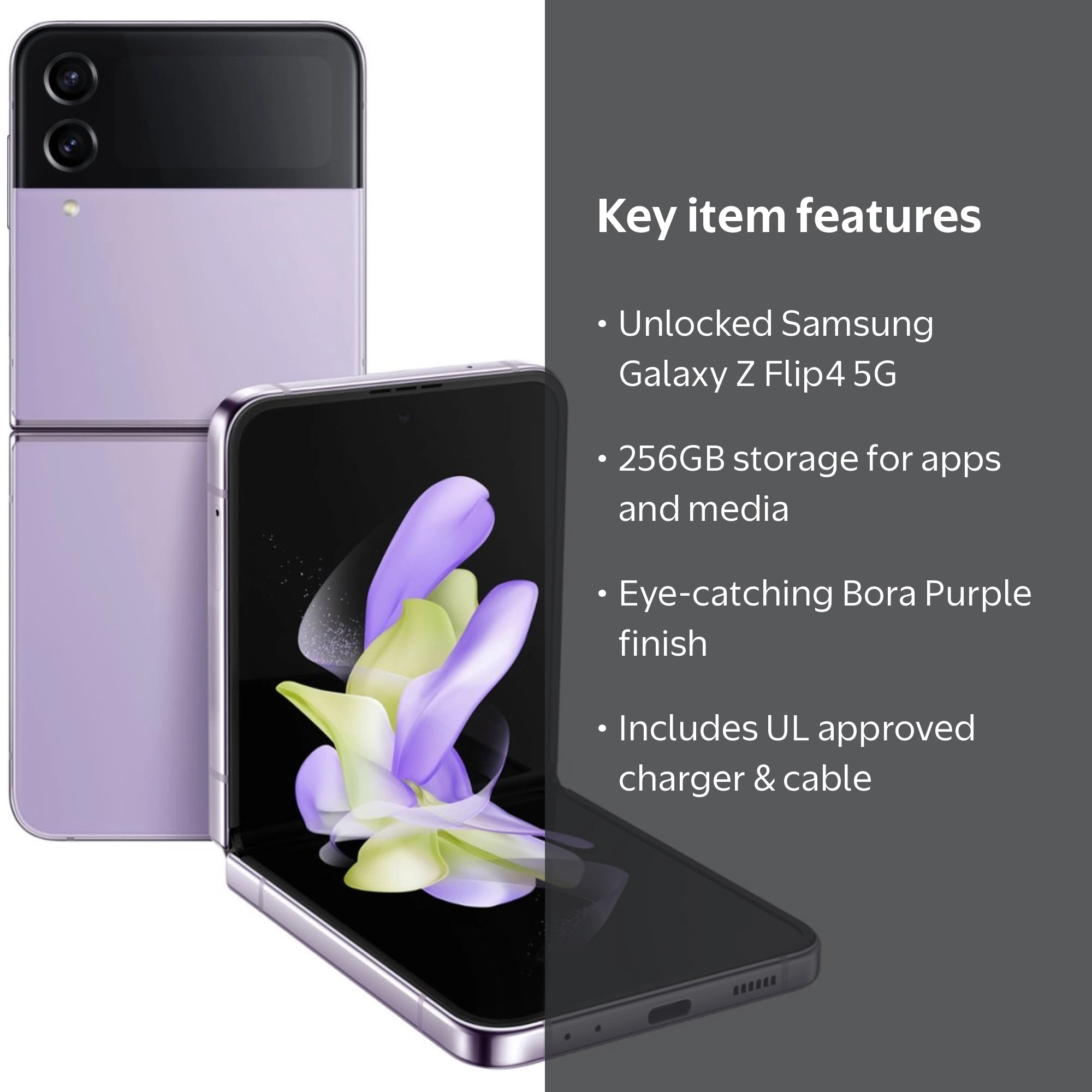 Samsung, Galaxy Z Flip4 5G F721U, Refurbished, 256GB Bora Purple