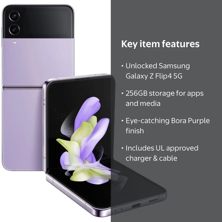 Samsung, Galaxy Z Flip4 5G F721U, Refurbished, 256GB Bora Purple