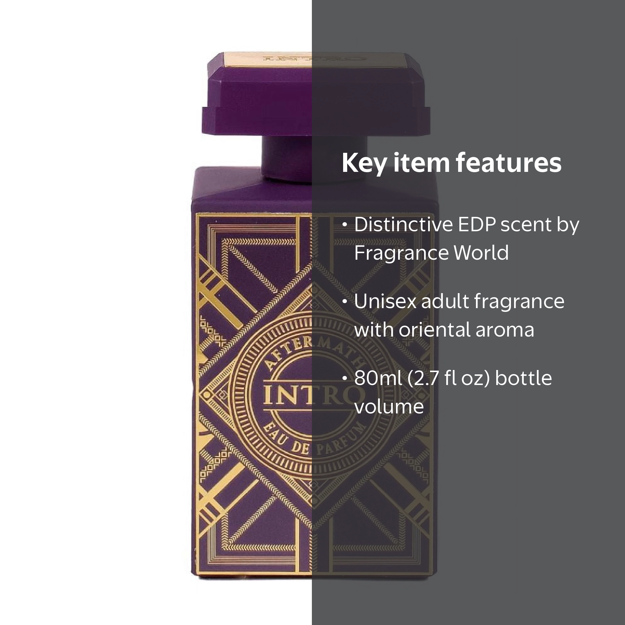 Fragrance World Intro Aftermath EDP Spray, Unisex, 2.7 oz, Amber