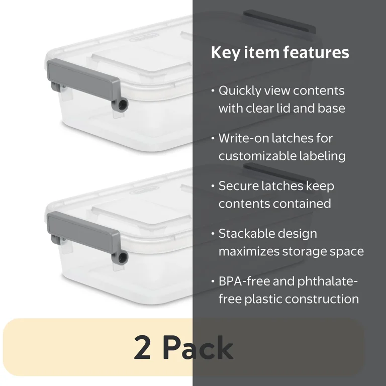 2 pack) Sterilite Modular 2.7 Qt Clear Plastic Stacking Storage