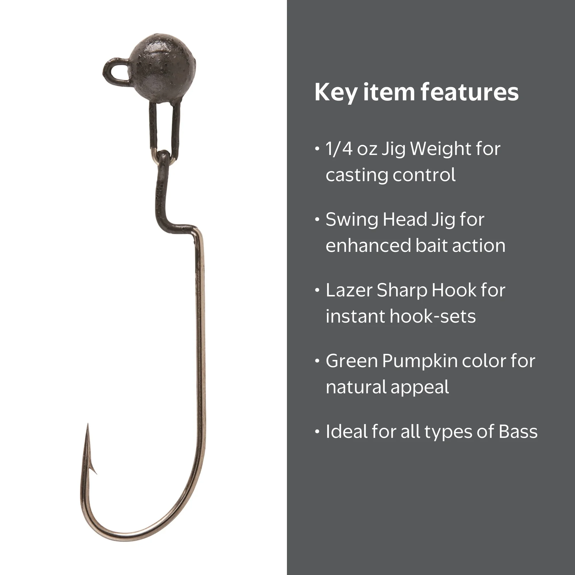 Eagle Claw Lazer Sharp Swing Head Jig - Green Pumpkin - Walmart.com