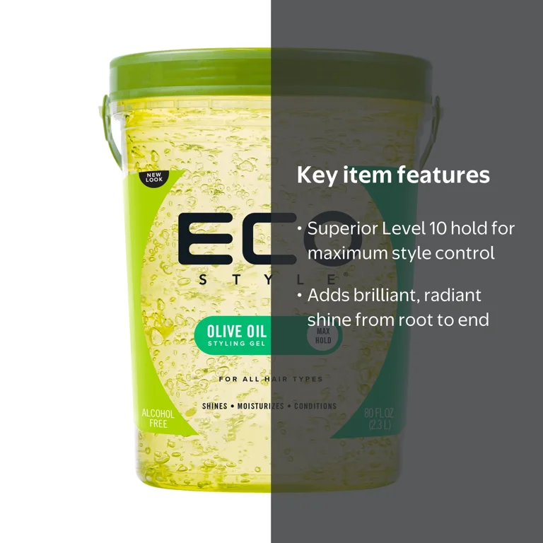ECO STYLE, Olive Oil Hair Styling Gel, 80 oz, Nourishing Unisex ECO STYLE, Olive Oil Hair Styling Gel, 80 oz, Nourishing Unisex