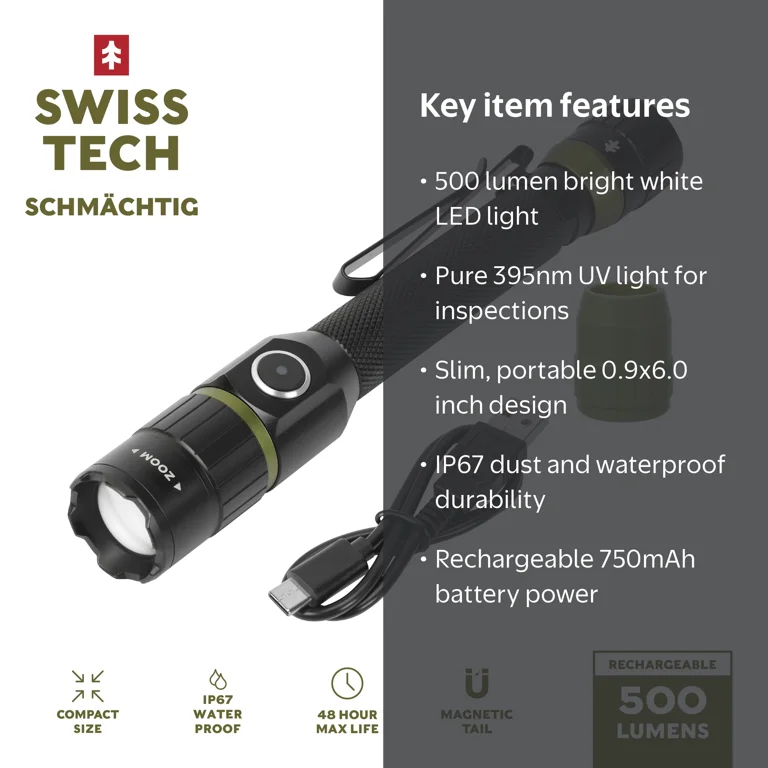 Swiss Tech 500 Lumen LED Penlight with UV Detection and Silicone