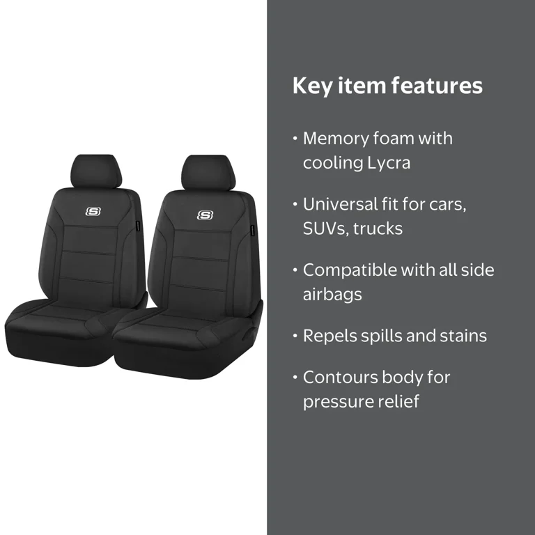 Skechers 22WMSK03 Seat Covers, Memory Foam Front Car Seat Cover