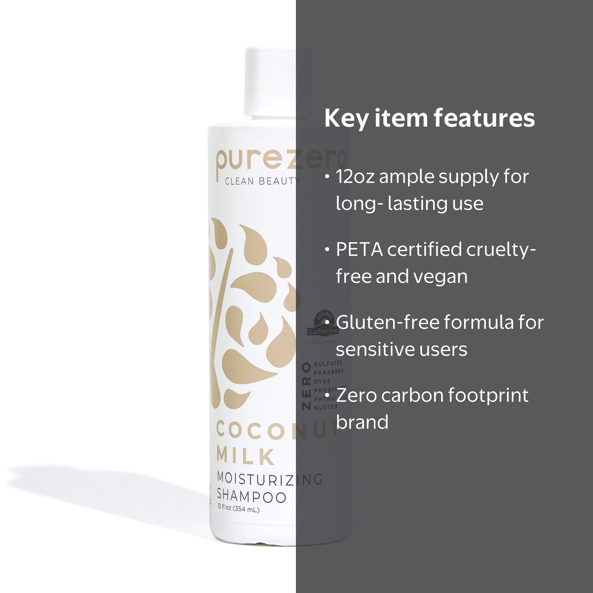 Purezero, Coconut Milk Shampoo, 12oz, Hydrating Vegan - Walmart.com