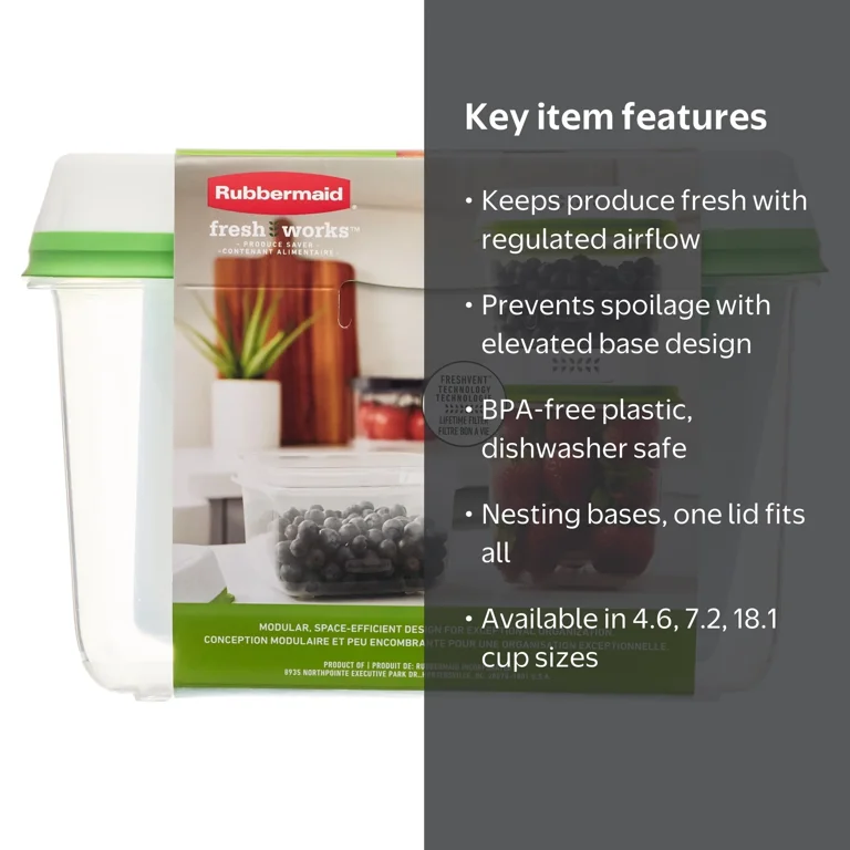 Rubbermaid FreshWorks Produce Saver, 6-Piece Storage Container Set