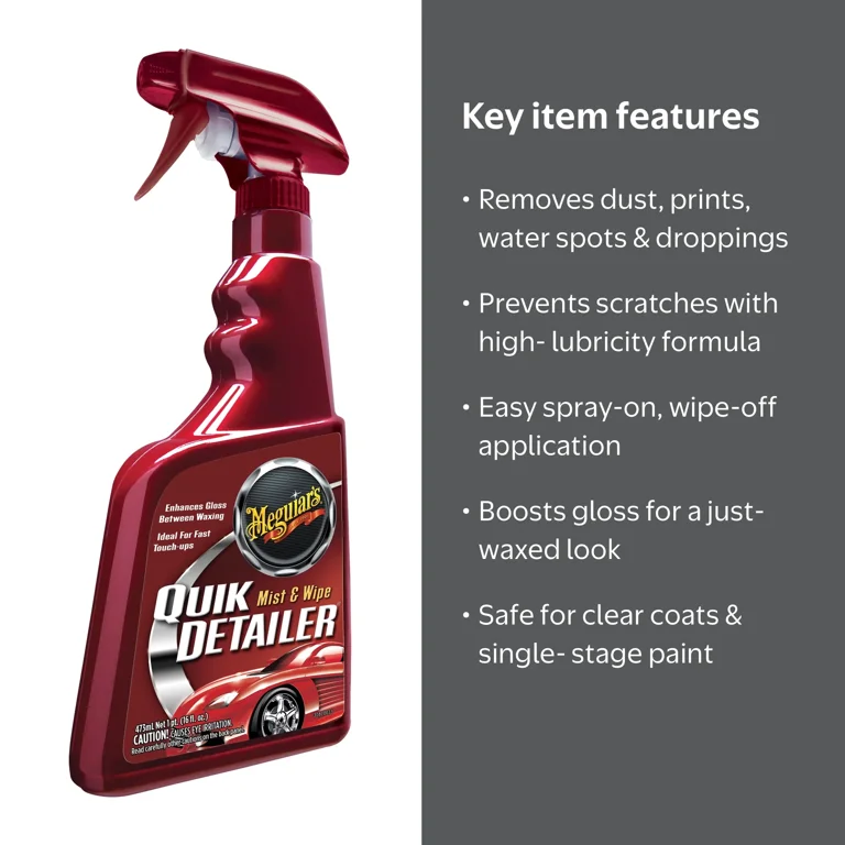 Meguiar's, Quik Detailer Mist and Wipe, A3316, 16 oz - Walmart.com